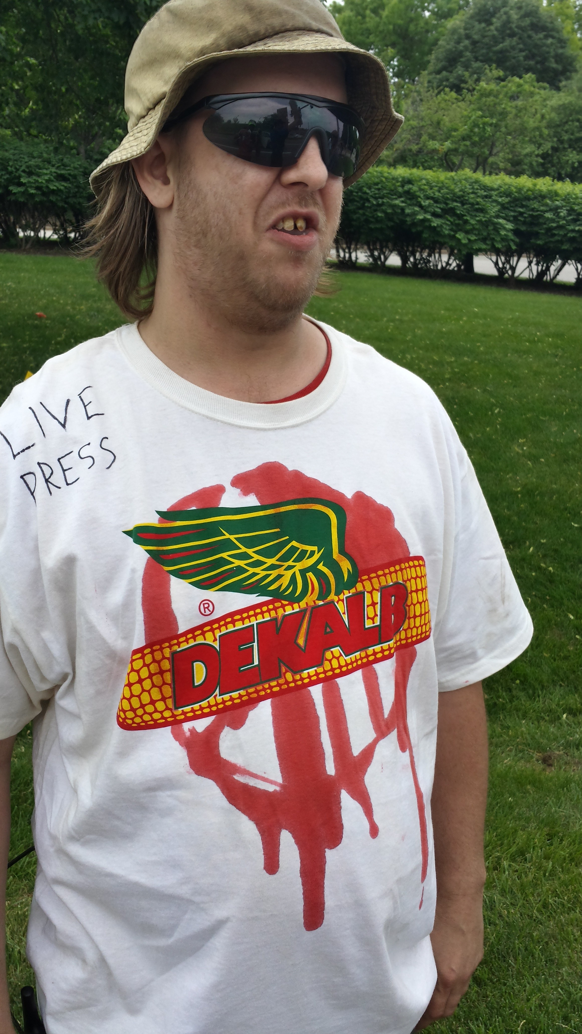 david and brett wilcox speak at the march against monsanto in st